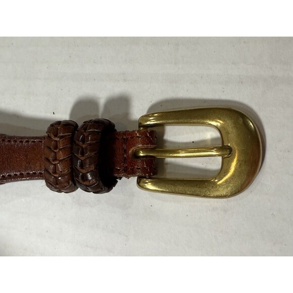 Vintage Braided Leather Belt Mens 42 Brown Gold  Brass Buckle Heritage Gentleman - Picture 11 of 16